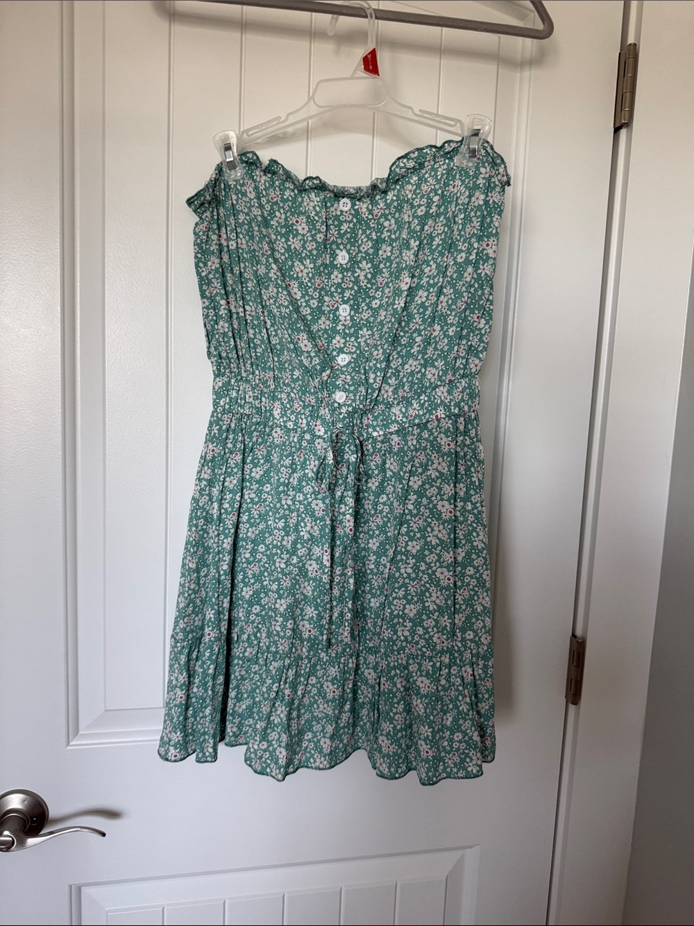 Source Unknown Green Floral Strapless Sundress